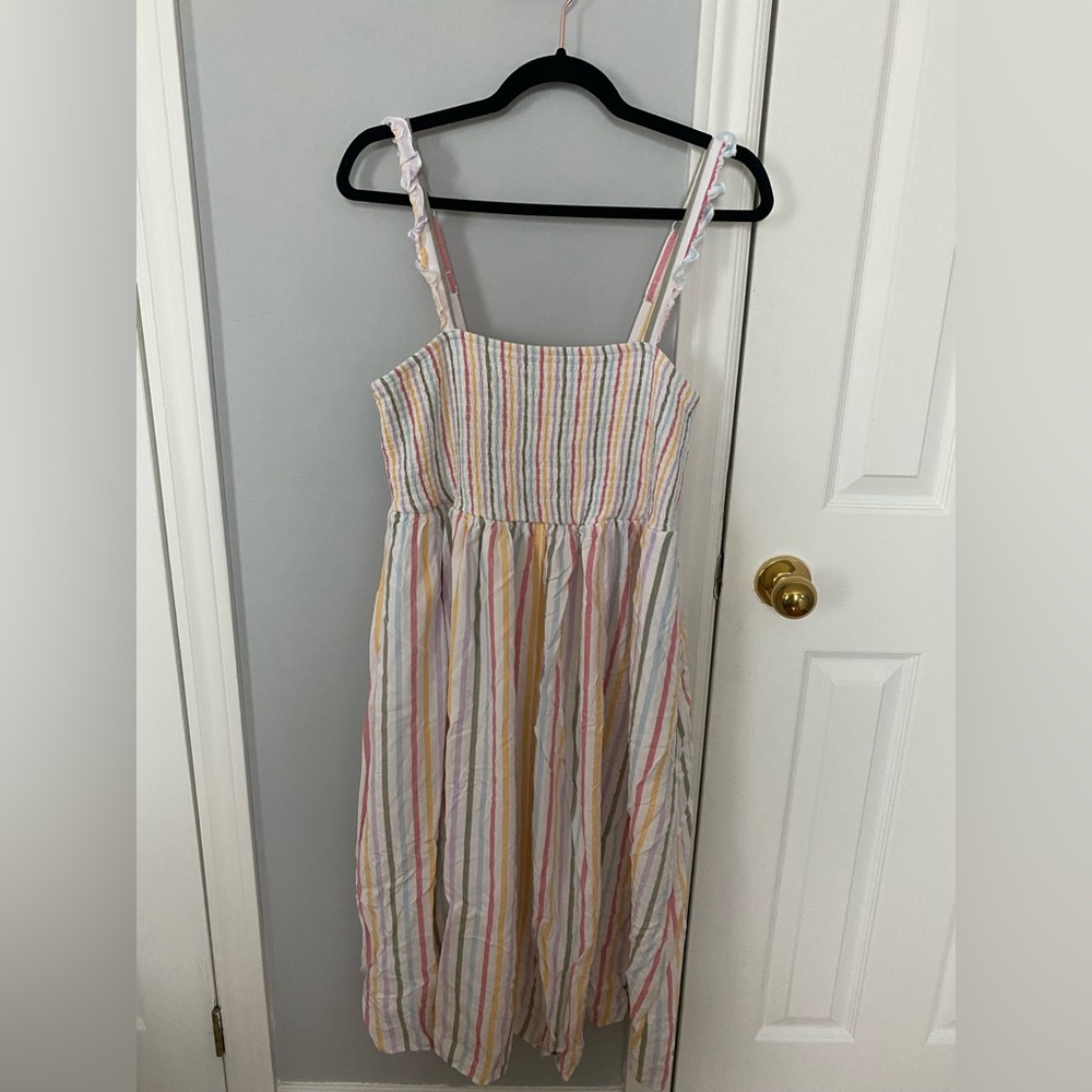 torrid White Multicolor Striped Midi Sundress